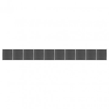Set de panouri de gard, negru, 1737x186 cm, WPC - Img 1