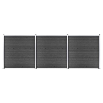 Set de panouri de gard, negru, 526 x 186 cm, WPC - Img 1