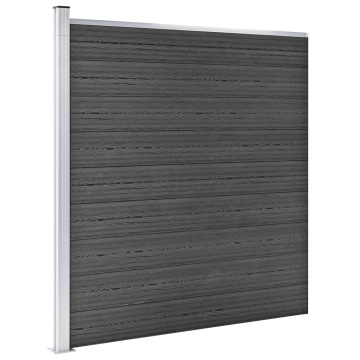 Set de panouri de gard, negru, 526 x 186 cm, WPC - Img 4