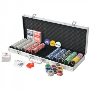 Set de poker cu 500 de jetoane cu laser din aluminiu - Img 2