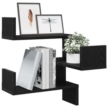 Set de rafturi 2 buc Negru Stejar 40x40x49,5 cm Lemn prelucrat - Img 3
