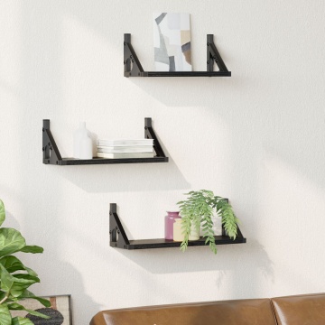 Set de Rafturi pentru Perete din Stejar Negru din Lemn Tehnic - Img 4