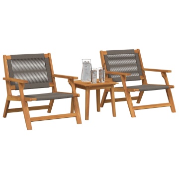 Set de scaune de grădină cu masă, 3 piese, gri, din lemn solid de acacia - Img 3