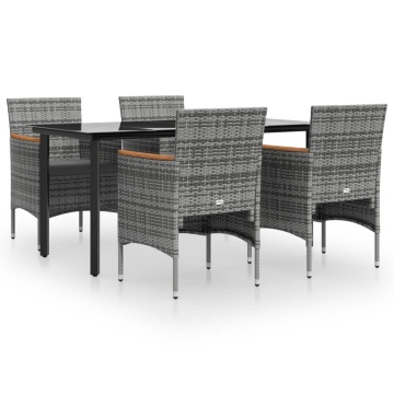 Set de servit masa pentru grădină, 5 piese, gri și negru - Img 2