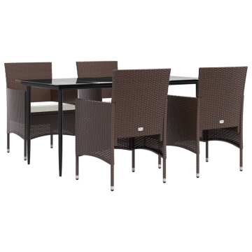 Set de servit masa pentru grădină, 5 piese, maro și negru - Img 2