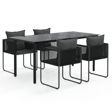 Set de servit masa pentru grădină, 5 piese, negru - Img 2