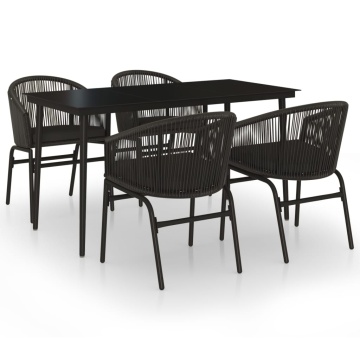 Set de servit masa pentru grădină, 5 piese, negru - Img 2