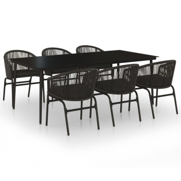 Set de servit masa pentru grădină, 7 piese, negru - Img 2