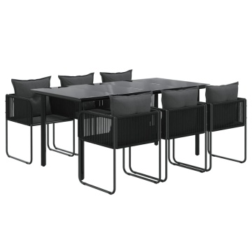 Set de servit masa pentru grădină, 7 piese, negru - Img 3