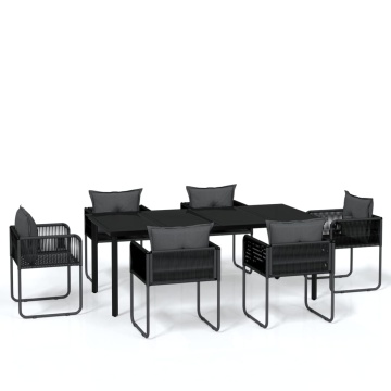 Set de servit masa pentru grădină, 7 piese, negru - Img 2