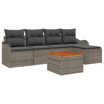 Set de Sofa de Grădină cu Pernițe Gri Ratan Polimeric Acacia, Sofa de Grădină cu Pernițe pentru 2 Persoane Gri Ratan Polimeric - Img 2