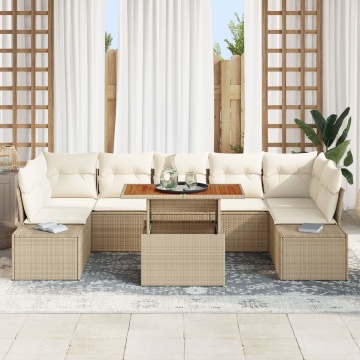 Set de Sofa pentru Grădină Set de 8 Bej și crem Ratan - Img 3