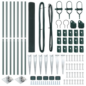 Set de stâlpi de gard Set de 2 Verde Metal acoperit cu PVC - Img 4