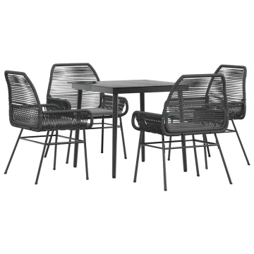 Set de sufragerie de grădină 5 piese neagră Sticlă Poly Rattan - Img 2