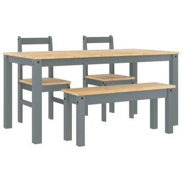 Set de sufragerie din 4 piese Panama din lemn masiv de pin gri - Img 2