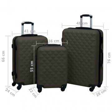 Set de valize cu carcasă rigidă, 3 piese, antracit, ABS - Img 7