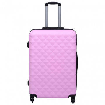 Set de valize cu carcasă rigidă, 3 piese, roz, ABS - Img 2
