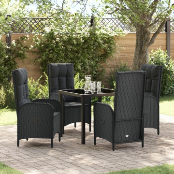 Set Dining Grădină 5 Piese Negru Rattan Polimeric - Img 1