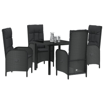 Set Dining Grădină 5 Piese Negru Rattan Polimeric - Img 3