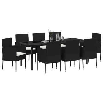 Set Dining Grădină cu Perne Negru Ratan Polimeric - Img 3