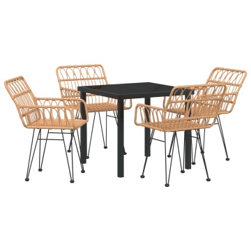Set Dining pentru Grădină 5 Piese Bej din Rattan Polimer - Img 2