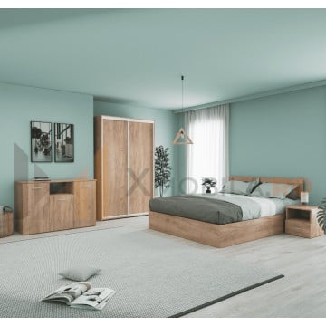Set Dormitor Smart, Material Pal 18mm, Culoare Stejar Auriu - Img 1