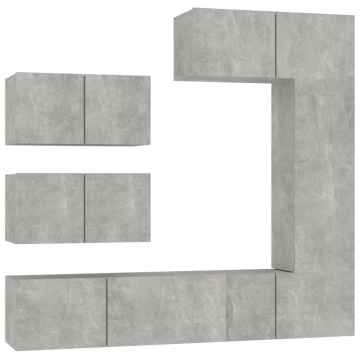 Set dulap TV, 6 piese, gri beton, lemn prelucrat - Img 2