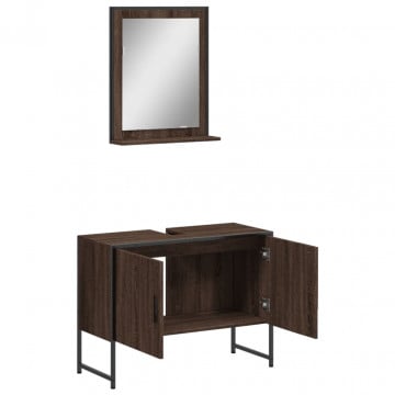 Set dulapuri de baie, 2 piese, stejar maro, lemn prelucrat - Img 8