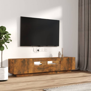 Set dulapuri TV cu LED, 2 piese, stejar fumuriu, lemn prelucrat - Img 8