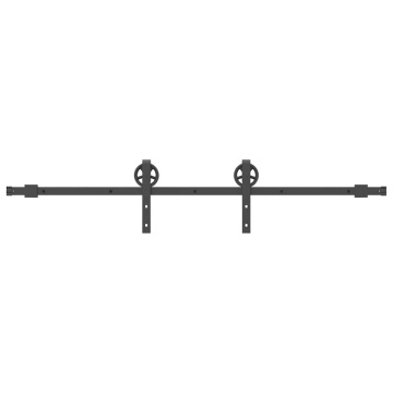 Set feronerie pentru ușă glisantă, negru, 183 cm, oțel - Img 2