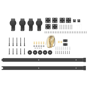 Set feronerie pentru ușă glisantă, negru, 183 cm, oțel - Img 8