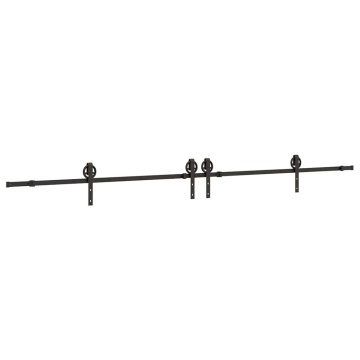 Set feronerie pentru ușă glisantă, negru, 183 cm, oțel - Img 2