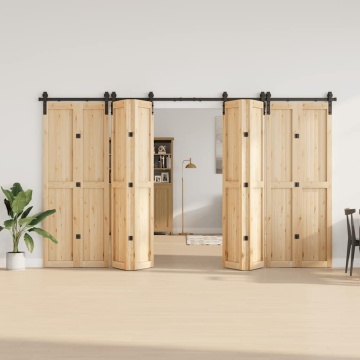 Set feronerie pentru ușă glisantă, negru, 183 cm, oțel - Img 3