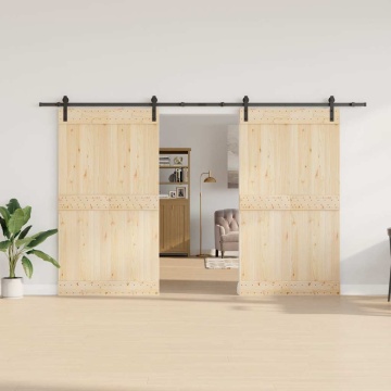 Set feronerie pentru ușă glisantă, negru, 183 cm, oțel - Img 3