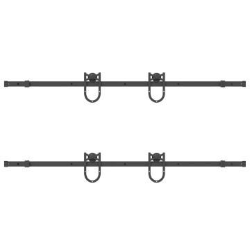 Set feronerie pentru ușă glisantă, negru, 183 cm, oțel - Img 5