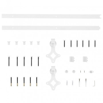 Set feronerie pentru uși glisante, alb, 183 cm, oțel - Img 4