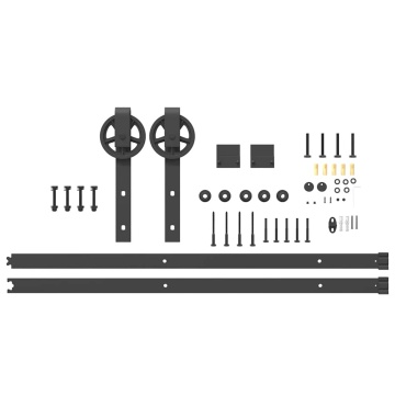 Set feronerie pentru uși glisante, negru, 200 cm, oțel - Img 8