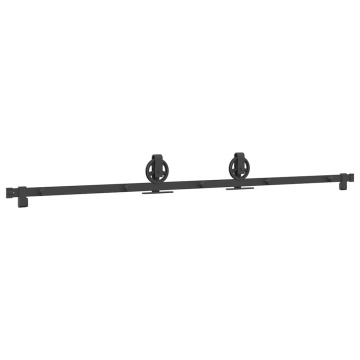 Set feronerie pentru uși glisante, negru, 200 cm, oțel - Img 6