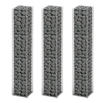 Set gabioane, 3 buc, sârmă galvanizată, 25 x 25 x 150 cm - Img 1