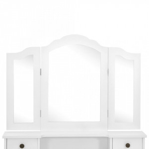 Set masă de toaletă cu taburet alb 80x69x141 cm lemn paulownia - Img 7