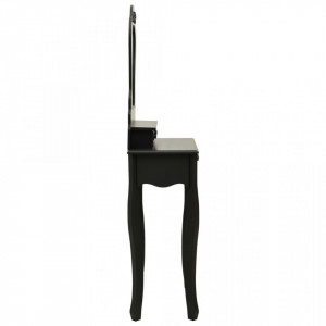 Set masă de toaletă cu taburet negru 50x59x136 cm paulownia - Img 8