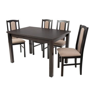 Set masa extensibila 120x150cm cu 4 scaune tapitate, mb-13 max5 si s-37 boss7 w30b, wenge, lemn masiv, stofa - Img 1