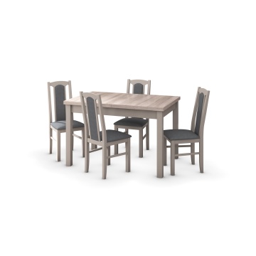 Set masa extensibila 120x150cm cu 4 scaune tapitate, mb-13 max5 si s-37 boss7 s11, sonoma, lemn masiv de fag, stofa - Img 2