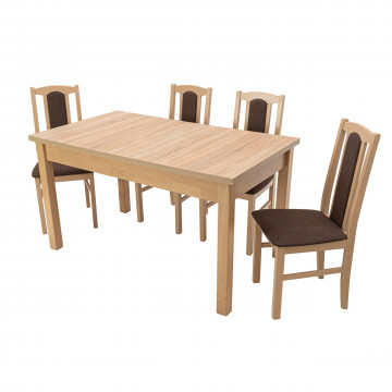 Set masa extensibila 140x180cm cu 4 scaune tapitate, mb-21 modena1 si s-37 boss7 s6, sonoma, lemn masiv de fag, stofa - Img 2