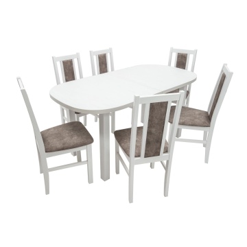 Set masa extensibila 160x200 cm mb-12 (venus 1) bialy cu 6 scaune s-38 b (boss 14) cod 25b 2 cut - Img 2