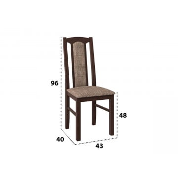 Set masa extensibila Ama 100x140 cm, lemn masiv, culoare nuc, blat din mdf cu 6 scaune tapitate S-37 Boss7 O2, stofa - Img 3