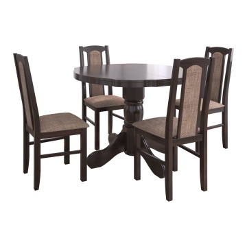 Set masa extensibila Kan 100x135 cm, lemn masiv, culoare wenge, blat din mdf cu 4 scaune tapitate S-37 Boss7 w2, stofa - Img 2