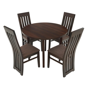 Set masa fixa 100 cm cu 4 scaune tapitate, mb-12 poli3 si s-104 sb, nuc, lemn masiv, stofa - Img 2