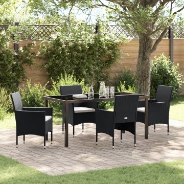 Set masă grădină 5 Piese Negru Rattan Poli - Img 1