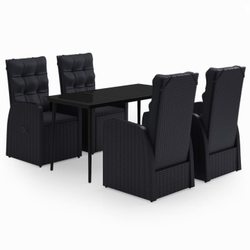 Set masă pentru grădină, 5 piese, cu perne, negru - Img 2